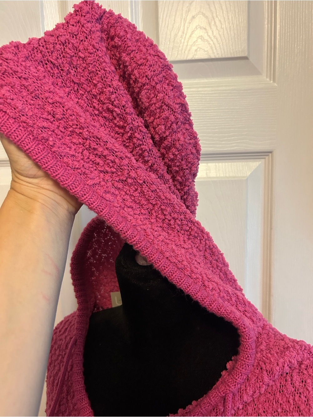 NWT Maurices Popcorn-Knit Hoodie Sweater in Hot Pink - Picture 7 of 7